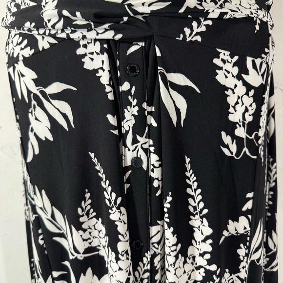 WHBM Black Wisteria Midi Wrap Dress NWT - Picture 6 of 14